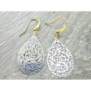 Silver Filigree Teardrop Earrings